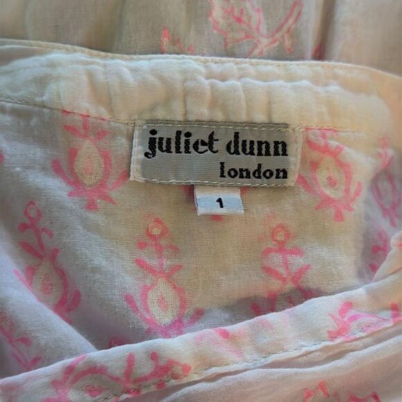 Juliet Dunn Tiered White Floral Bell Sleeve cotton Voile Mini Dress 1 - Picture 4 of 5